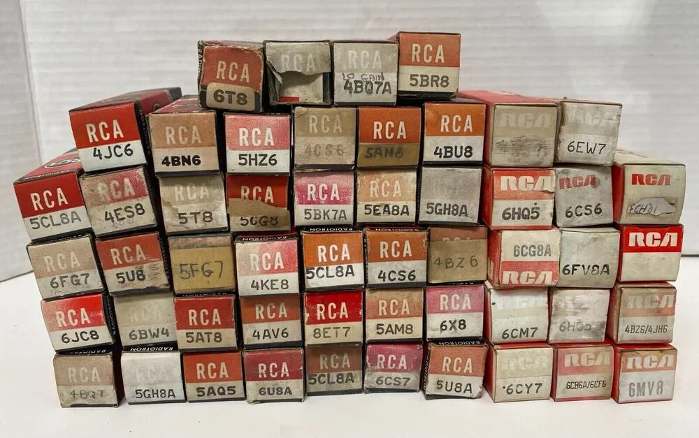 lot of 52 RCA Electron Vintage Tv/Radio Tubes UNTESTED 957A